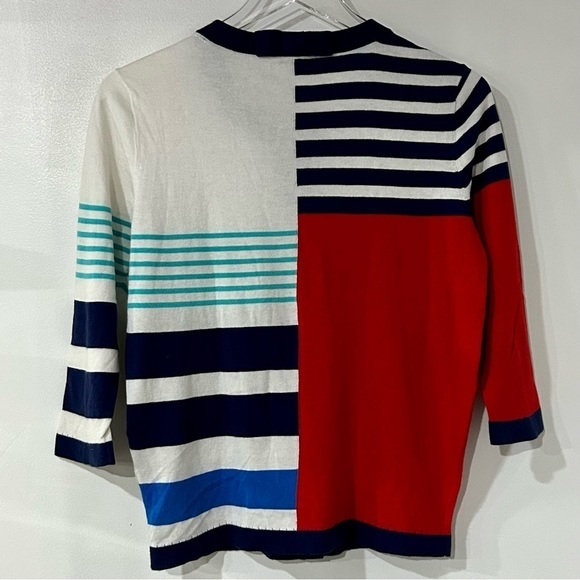 Kate Spade Ollie Stripe Cotton Cashmere Cardigan in Multi Monaco Stripe M - Picture 6 of 9